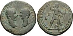 Roman Provincial MOESIA INFERIOR. Marcianopolis. Macrinus, with Diadumenian as Caesar, 217-218. Pentassarion (Bronze, 27 mm, 15.65 g, 7 h), Pontianus. AYK ΟΠΕΛ CEY MAKPEINOC K M OΠΕ ANTΩNEINOC Laureat