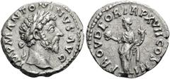 Roman Imperial Marcus Aurelius, 161-180. Denarius (Silver, 18 mm, 3.27 g, 12 h), Rome, 163. IMP M ANTONINVS AVG Laureate head of Marcus Aurelius to right. Rev. PROV DEOR TR P XVII COS III Providentia 