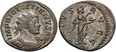 Roman Imperial Diocletian, 284-305. Antoninianus (Billon, 22 mm, 3.70 g, 6 h), Lugdunum (Lyon), 291. IMP DIOCLETIANVS AVG Radiate and cuirassed bust of Diocletian to right but with the features of Max