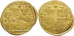 Byzantine Leo IV the Khazar, with Constantine VI, 775-780. Solidus (Gold, 24 mm, 4.40 g, 5 h), Constantinople, 778-780. LЄOҺ VSSЄqqOҺ COҺSτAҺτI O ҺЄOS (last S vertical) Crowned figures of Leo IV, bear