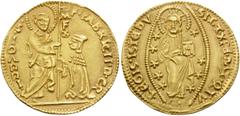 World CRUSADERS. Knights of Rhodes (Knights Hospitallers). Fabrizio del Carretto, 1513-1521. Ducat (Gold, 22.5 mm, 3.51 g, 2 h), imitating the Venetian Ducat, mint of Rhodes. •F•FABRICII•D•CR - S•IOAN