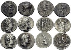 Greek SELEUKID EMPIRE & CAPPADOCIAN KINGDOM. Circa 2nd century BC. (Silver, 23.31 g). A lot of six Hellenistic Drachms from the Seleucid Empire and the Cappadocian Kingdom. Including Antiochos IV, Ale