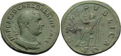 Roman Imperial Balbinus, 238. Sestertius (Orichalcum, 32 mm, 17.73 g, 12 h), Rome. IMP CAES D CAEL BALBINVS AVG Laureate, draped and cuirassed bust of Balbinus to right. Rev. PAX PVBLICA / S C Pax sea