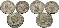 Roman Imperial Gordian III, Philip I and Otacilia Severa, 238-249. (Silver, 11.56 g). Lot of three silver Antoniniani of Gordian III (1), Philip I (1) and his wife, Otacilia Severa (1). Good fine to v