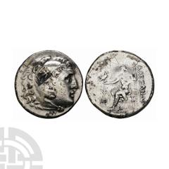 Ancient Greek Coins - Macedonia - Alexander III (the Great) - Countermarked AR Tetradrachm 211-210 B.C. Phaselis, Lycia min, dated year 8, 211-210 BC. Obv: head of Herakles right, wearing lionskin hea