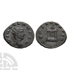 Ancient Roman Imperial Coins - Divus Claudius II - Altar AE Antoninianus 270 A.D. Struck under Quintillus and/or Aurelian, Rome mint. Obv: DIVO CLAVDIO legend with radiate bust right. Rev: CONSECRATIO