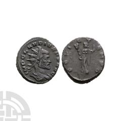 Ancient Roman Imperial Coins - Claudius II Gothicus - Felicitas AE Antoninianus 268-269 A.D. Milan mint. Obv: IMP CLAVDIVS P F AVG legend with radiate and draped bust right. Rev: FELIC TEMPO legend wi