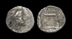 Ancient Greek Coins - Persis - Bagadat - Portrait Tetradrachm Early-mid 3rd century BC. Kings of Persis. Obv: head of Bagadat right, with moustache and short beard, wearing satrapal cap (kyrbasia) and