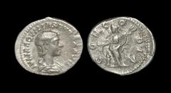 Ancient Roman Imperial Coins - Aquilia Severa - Concordia Denarius 221 AD. Wife of Elagabalus (218-222 AD), Rome mint. Obv: IVLIA AQVILIA SEVERA AVG legend with draped bust right. Rev: CONCORDIA legen