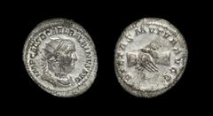 Ancient Roman Imperial Coins - Balbinus - Clasped Hands Antoninianus 238 AD. Rome mint. Obv: IMP CAES D CAEL BALBINVS AVG legend with radiate, draped and cuirassed bust right. Rev: PIETAS MVTVA AVGG l