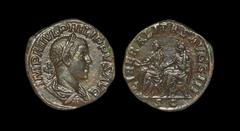 Ancient Roman Imperial Coins - Philip II - Liberalitas Sestertius 248 AD. Rome mint. Obv: IMP M IVL PHILIPPVS AVG legend with laureate, draped and cuirassed bust right, seen from the back. Rev: LIBERA