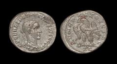 Ancient Roman Imperial Coins - Herennius Etruscus - Antioch ad Orontem - Eagle Tetradrachm 250-251 AD. Obv: ERENNE TROY ME KY DEKIOC KECAR legend with bare-headed, draped, cuirassed bust right, one do