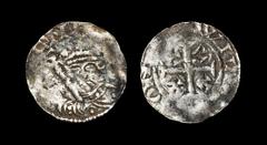 English Medieval Coins - Henry II - Carlisle / William - Tealby Penny 1165-1168 AD. Class D2. Obv: facing bust with sceptre and [+H]ENR[IC REX] legend. Rev: cross potent with cross potent in angles wi