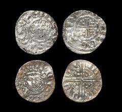 English Medieval Coins - John to Henry III - Short Cross and Voided Long Cross Penny Group [2] 1204-1260 AD. John, class 5b2. Obv: facing bust with HENRICVS REX legend. Rev: short voided cross and qua