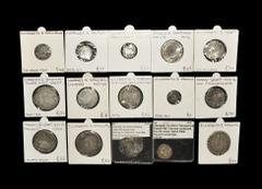 English Medieval Coins - Henry VI to Commonwealth - Mixed Silver Coin Group [15] 1422-1660 AD. Group comprising: Henry VI, groat (Calais); Mary, groat; Elizabeth I, shillings (2), sixpence (1574), gro