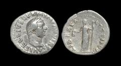 Ancient Roman Imperial Coins - Vitellius - Libertas Denarius 69 AD. Rome mint. Obv: A VITELLIVS GERM IMP AVG TR P legend with laureate head right. Rev: LIBERTAS RESTITVTA legend with Libertas, draped,