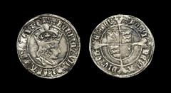 English Medieval Coins - Henry VII - Profile Groat 1504-1505 AD. Regular issue. Obv: profile bust with triple band to crown and HENRIC VII DI GRA REX AGL Z F legend with 'cross-crosslet' mintmark. Rev