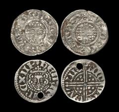 English Medieval Coins - Henry III - Canterbury and Winchester - Short and Long Cross Penny Group [2] 1236-1250 AD "Short cross, class 7a. Obv: facing bust with sceptre and HENRICVS REX legend. Rev: s