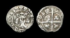 English Medieval Coins - Henry IV - Durham - Penny 1412-1413 AD Light coinage. Obv: facing bust with slipped trefoil on breast and +HENRICVS REX ANGLIE legend. Rev: long cross and pellets with CIVITAS
