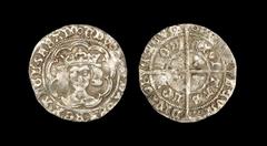 English Medieval Coins - Edward IV - London - Long Cross Groat 1472-1473 AD "Second reign, class XIV. Obv: facing bust in tressure with EDWARD DI GRA REX ANGL Z FRANC legend with 'small annulet' mintm