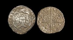 English Medieval Coins - Edward IV - Bristol - Groat 1472-1473 AD Second reign. Obv: facing bust with B on breast for Bristol mint within tressure with EDWARD DI GRA REX AGL Z FRANCI legend with 'sun'