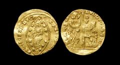 World Coins - Italy - Venice - 'Lodovico Manin' - Levantine Imitative Gold Ducat 19th century AD "Obv: Doge holding sceptre with DVX beside, kneeling before St Mark with LVDOV MANIN and S M VENET lege