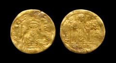 Ancient Byzantine Coins - Phocas - Gold Angel Solidus 602-610 AD. Constantinople mint. Obv: dN FOCAS PERP AVG legend with draped and cuirassed facing bust, wearing crown with pendilia, holding cross o