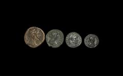 Ancient Roman Imperial Coins - Marcus Aurelius to Licinius - Sestertius, Antoninianus, As and Follis Group [4] 2nd-4th century AD. Group comprising: Marcus Aurelius, sestertius; Faustina I, as; Probus