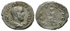 Ancient Roman Imperial Coins - Pupienus - Pax Denarius 238 AD. Rome mint. Obv: IMP C M CLOD PVPIENVS AVG legend with laureate, draped and cuirassed bust right. Rev: PAX PVBLIVA legend with Pax seated 