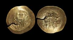 Ancient Byzantine Coins - Nicephorus III - Electrum Histamenon Nomisma 1078-1081 AD. Constantinople mint. Obv: IC - XC legend to left and right of Christ Pantokrator seated facing, holding book of gos