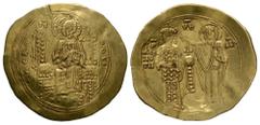 Ancient Byzantine Coins - John II - Gold Histamenon Nomisma 1118-1143 AD. Constantinople mint. Obv: IC-XC +KERO-HQEI legend to left and right of Christ enthroned facing on throne with back, holding bo