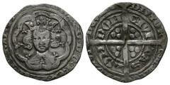 English Medieval Coins - Edward III - London - Pre Treaty Groat 1351-1361 AD. Series C. Obv: facing bust within tressure with +EDWARD D G REX ANGL Z FRANC legend with annulet stops. Rev: long cross an