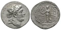Ancient Greek Coins - Seleucid - Antiochos VII - Athena Tetradrachm 138-129 BC. Antioch mint. Obv: diademed head of Antiochos right. Rev: BASILEWS ANTIOXOY EYERGETOY legend to right and left of Athena