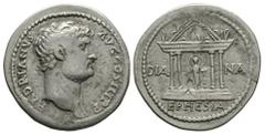 Ancient Roman Imperial Coins - Hadrian - Temple Cistophorus 132-134 AD. Ephesus mint. Obv: HADRIANVS AVG COS III legend with laureate head right. Rev: DIA-NA legend across fields with tetrastyle templ