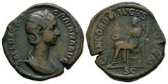 Ancient Roman Imperial Coins - Orbiana - Concordia Sestertius 225-235 AD. Rome mint. Obv: SALL BARBIA ORBIANA AVG legend with diademed and draped bust right. Rev: CONCORDIA AVGVSTORVM legend with Conc