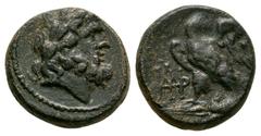 Ancient Greek Coins - Paphlagonia - Deiotaros - Eagle Bronze 62-40 BC. Obv: laureate head of Zeus right. Rev: eagle standing left on thunderbolt, head right, AHTR monogram in left field. Newell, Un mo