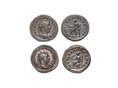 Ancient Roman Imperial Coins - Gordian III and Philip I - Antoninianii [2] 241-243 AD and 247 AD. Gordian III, Rome mint: reverse of PM TR P IIII COS II PP with Apollo seated left, holding branch and 