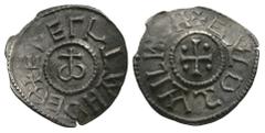Anglo-Saxon Coins - Aethelstan I - East Anglia / Eadgar - Omega Cross Penny 825-840 AD. Obv: cross with omega at base with +EDELSTAHDEX legend with inverted letters and X of crescents. Rev: small cros