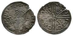 Anglo-Saxon Coins - Harold I - Colchester / Godric - Fleur de Lis Penny 1038-1040 AD. Obv: profile bust with +HAROLD REX legend. Rev: long voided cross with lis and pellets in angles with +GORIC:ON CO