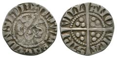 English Medieval Coins - Edward I - Newcastle upon Tyne - Long Cross Penny 1280-1281 AD. Class 3e. Obv: facing bust with +EDW R ANGL DNS HYB legend. Rev: long cross and pellets with VILL ANO VICA STRI