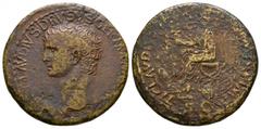 Imperial Coins - Nero Cl. Drusus - Emperor Sestertius 41-42 AD. Rome mint. Obv: NERO CLAVDIVS DRVSVS GERMANICVS IMP legend with bare head of Claudius' father left. Rev: TI CLAVDIVS CAESAR AVG P M TR P