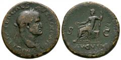 Imperial Coins - Galba - Livia Seated Sestertius 68-69 AD. Rome mint. Obv: IMP SER GALBA CAES AVG PON M TR P legend with laureate head right. Rev: AVGVSTA in exergue with Livia seated right, holding p
