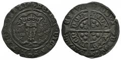Medieval Coins - Henry VI - London - Leaf Pellet Groat 1445-1454 AD. Class C. Obv: facing bust with pellet each side of crown and leaf on neck and fleur on breast within tressure with HENRIC DI GRA RE