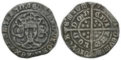 English Medieval Coins - Edward IV - London - Groat 1464-1465 AD. First reign, light coinage, class Vc. Obv: facing bust with quatrefoils at neck within tressure with EDWARD DI GRA REX ANGL Z FRAN leg