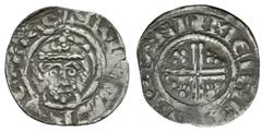 Medieval - Richard I - Canterbury / Meinir - SC Penny 1204-1209 AD. Class 4a. Obv: facing bust with sceptre and HENRICVS REX legend. Rev: short voided cross and quatrefoils with +MEINIR.ON.CANT legend