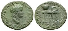 Roman Imperial Coins - Nero - Table Semis 65 AD. Lyons mint. Obv: NERO CLAVD CAESAR AVG GERMA legend with bare head right, with globe at point of bust. Rev: CER QVINC ROM CON legend with table, seen a