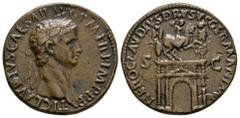 Claudius - Paduan Triumphal Arch Sestertius 19th century AD or earlier. Obv: TI CLAVDIVS CAESAR AVG P M TR P IMP P P legend with laureate bust right. Rev: NERO CLAVDIVS DRVSVS GERMAN IMP legend with S