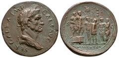 Galba - Paduan Emperor & Troops Sestertius 19th century AD. Obv: SER GALBA IMP CAES AVG TR POT legend, laureate and draped bust right. Rev. ADLOCVTIO legend below with S-C across upper fields, Galba, 