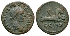 Macrinus - Mysia - Capricorn Bronze 217-218 AD. Obv: IMP C M OPE SEV MACRINVS legend with laureate and draped bust right. Rev: C G I H P beneath capricorn right with cornucopia over shoulder. BMC 111;