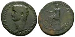 Nero Claudius Drusus - Emperor Sestertius. 41-42 AD. Father of Claudius, Rome mint. Obv: NERO CLAVDIVS DRVSVS GERMANICVS IMP legend with bare head left. Rev: TI CLAVDIVS CAESAR AVG P M TR P IMP legend